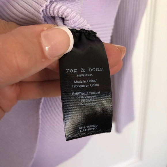 Rag & Bone New York Lilac Purple Asher Rib Long Sleeve Square Neck Top Size S - Picture 7 of 9